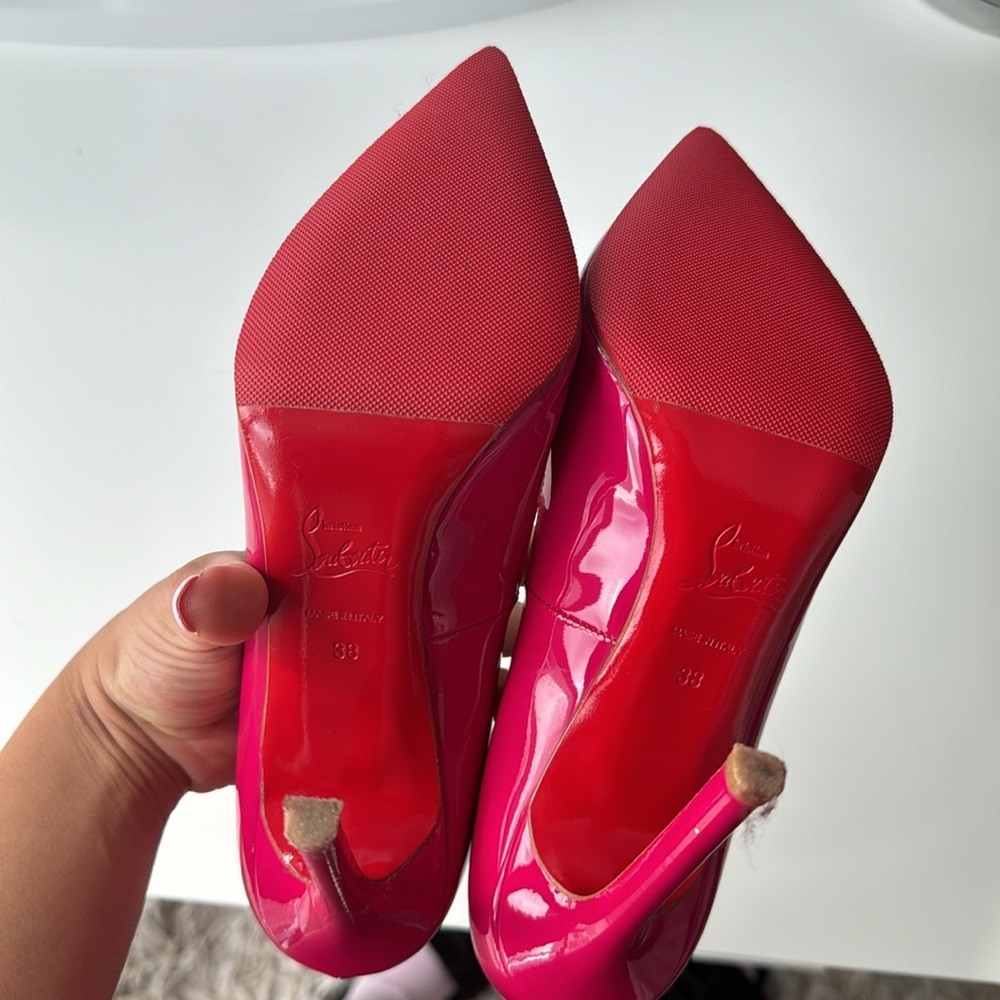 Christian Louboutin Hot Pink Patent Leather Pointed-Toe Pumps - Picture 8 of 15